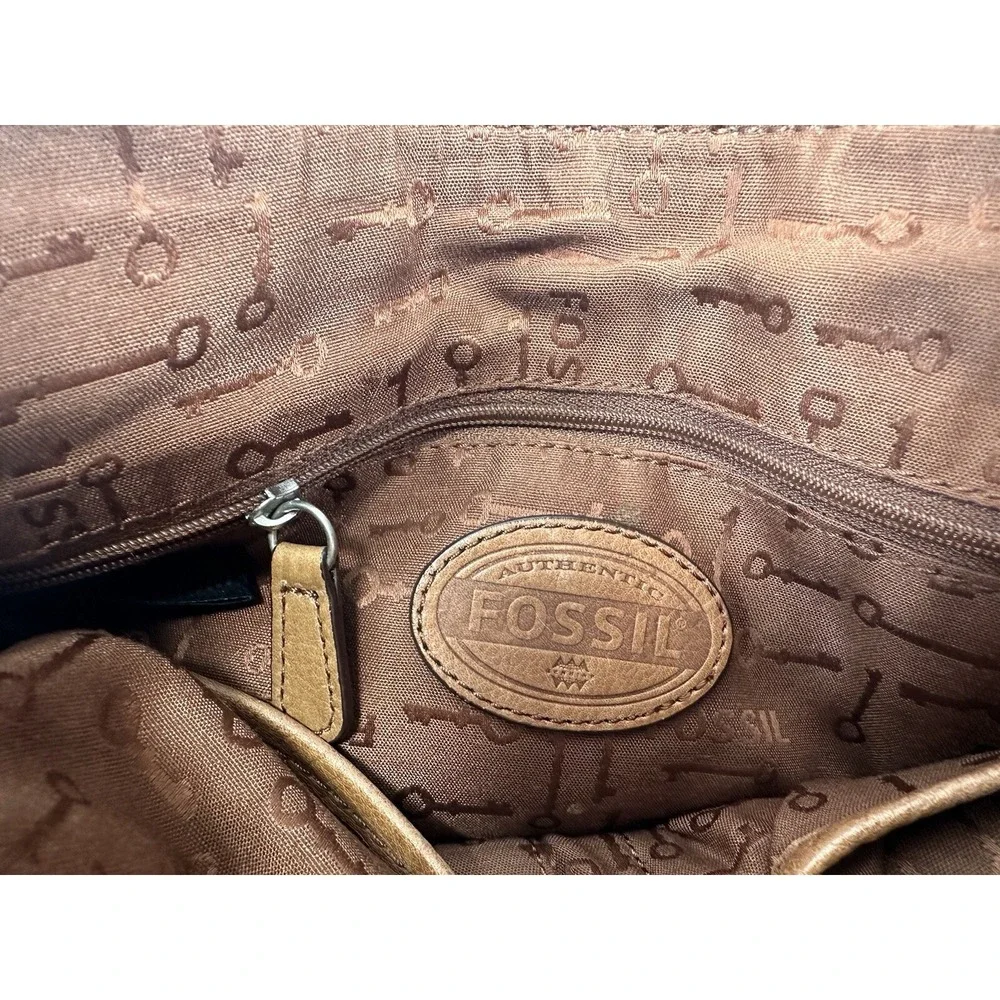 Fossil Turn Lock Satchel Handbag ZB4501 Womens Caramel Maddox Organizer‎ Flap